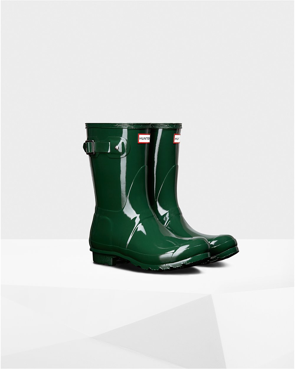 Hunter Original Gloss Short Rain Boots - Sale Womens Green - NKARYF157